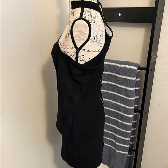 Bebe Elegant Black Choker One-Shoulder Dress Party Event Wedding Guest - Picture 3 of 11